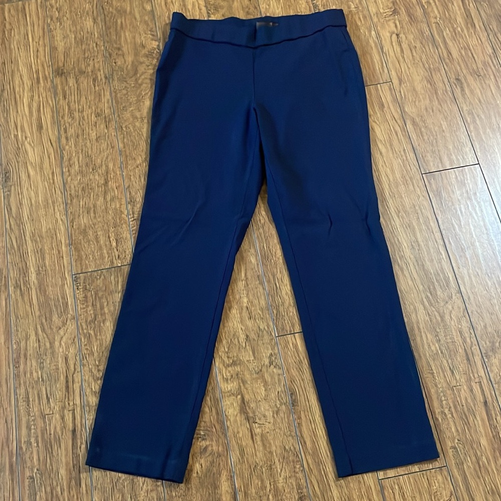 Rafaella Comfort Pull-On Dress Pants Size 14 Navy Stretch Work Viscose Slim - Picture 3 of 12